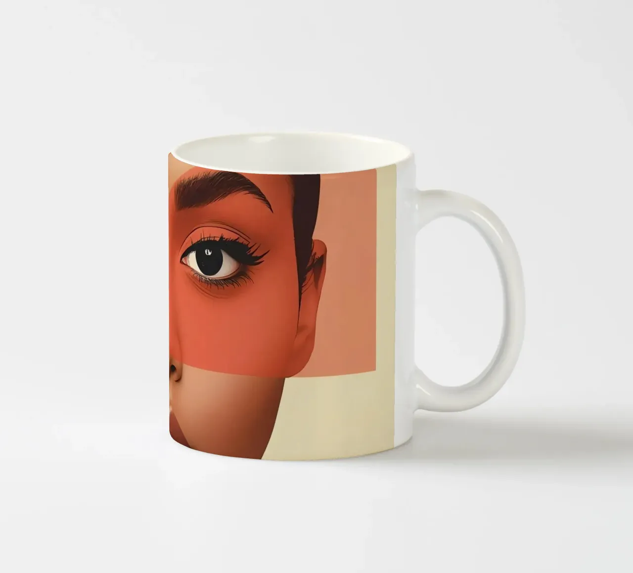 Volto di donna con sovrapposizione di forme geometriche Make up tazza in ceramica da DesignDoodle