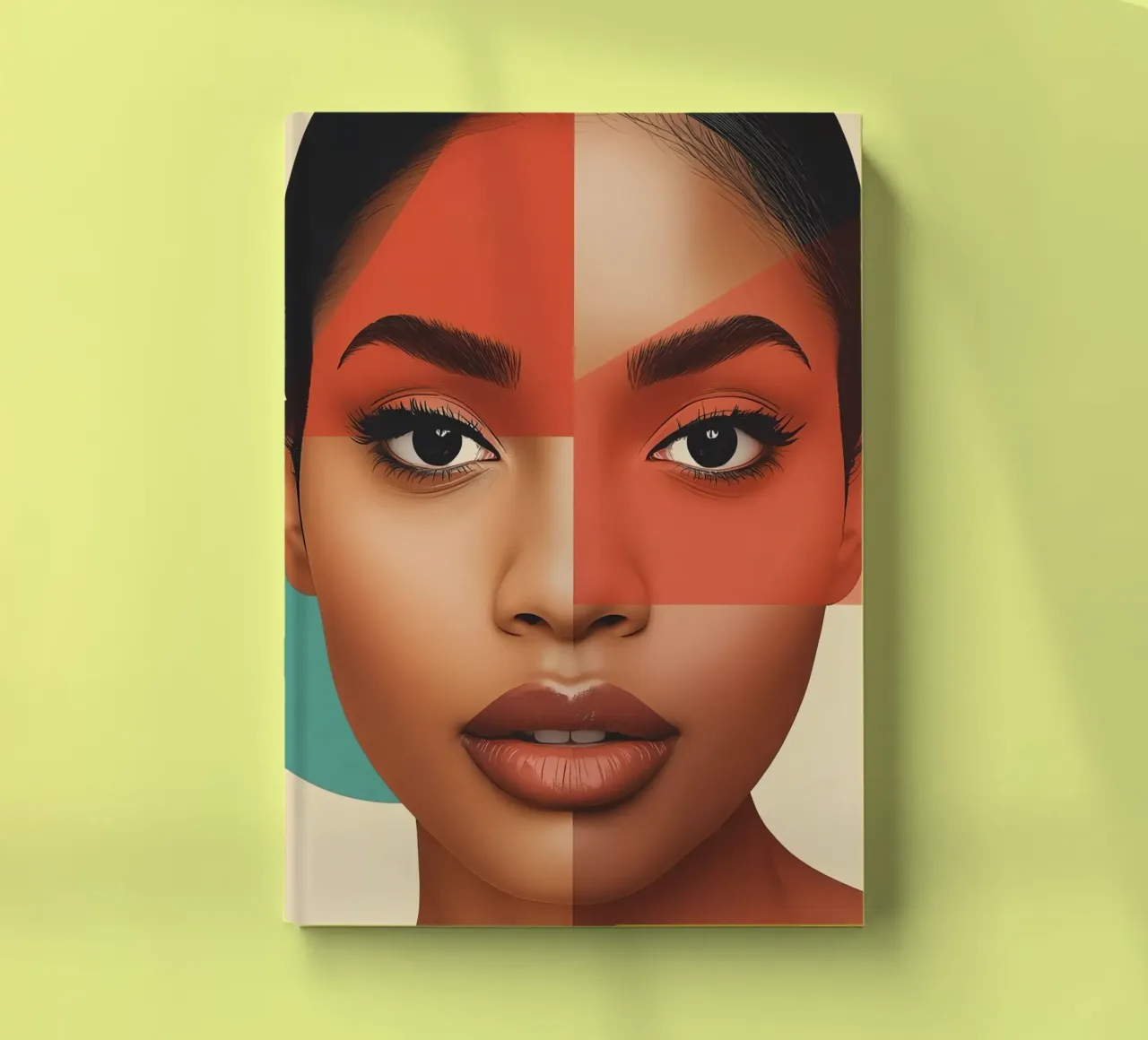 Woman's Face with Geometric Shapes Overlay Make up notebook by DesignDoodle