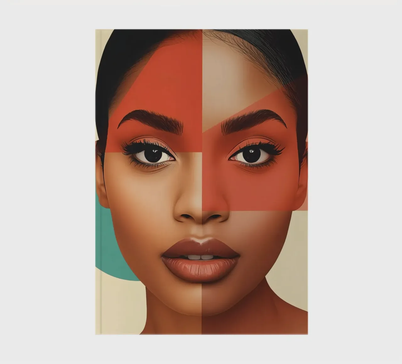 Woman's Face with Geometric Shapes Overlay Make up notebook by DesignDoodle