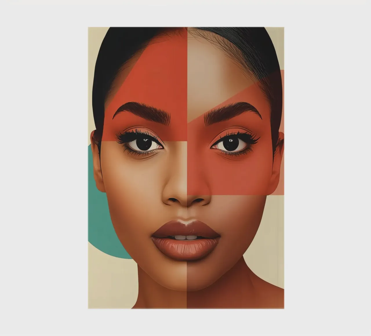 Woman's Face with Geometric Shapes Overlay Make up notebook by DesignDoodle