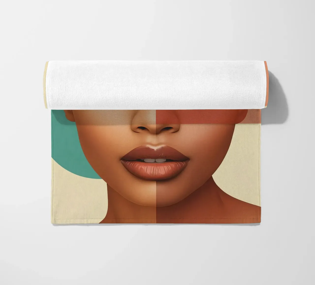 Volto di donna con sovrapposizione di forme geometriche Make up telo mare da DesignDoodle