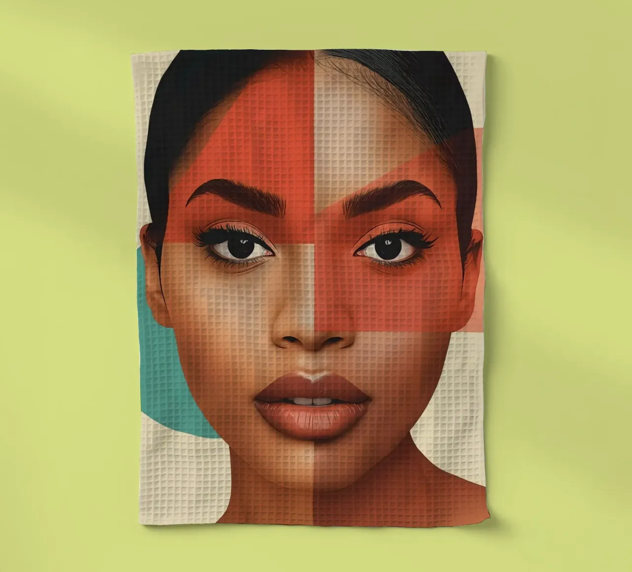 Volto di donna con sovrapposizione di forme geometriche Make up canovaccio da cucina da DesignDoodle