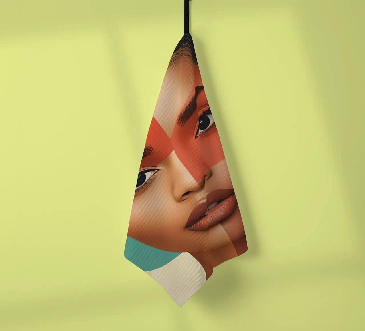 Volto di donna con sovrapposizione di forme geometriche Make up canovaccio da cucina da DesignDoodle