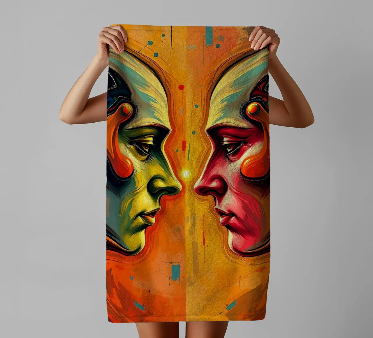 Mirror_image_colourful_10 towel by AI-Portraits by LK