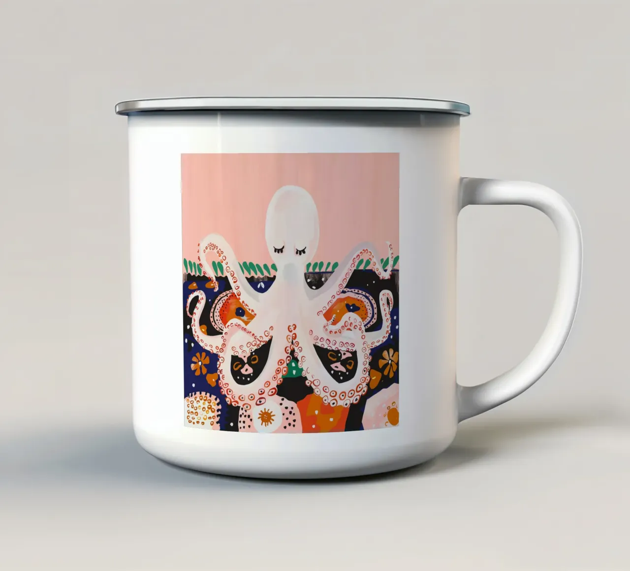 Meditating Octopus enamel mug by ArtsySesta