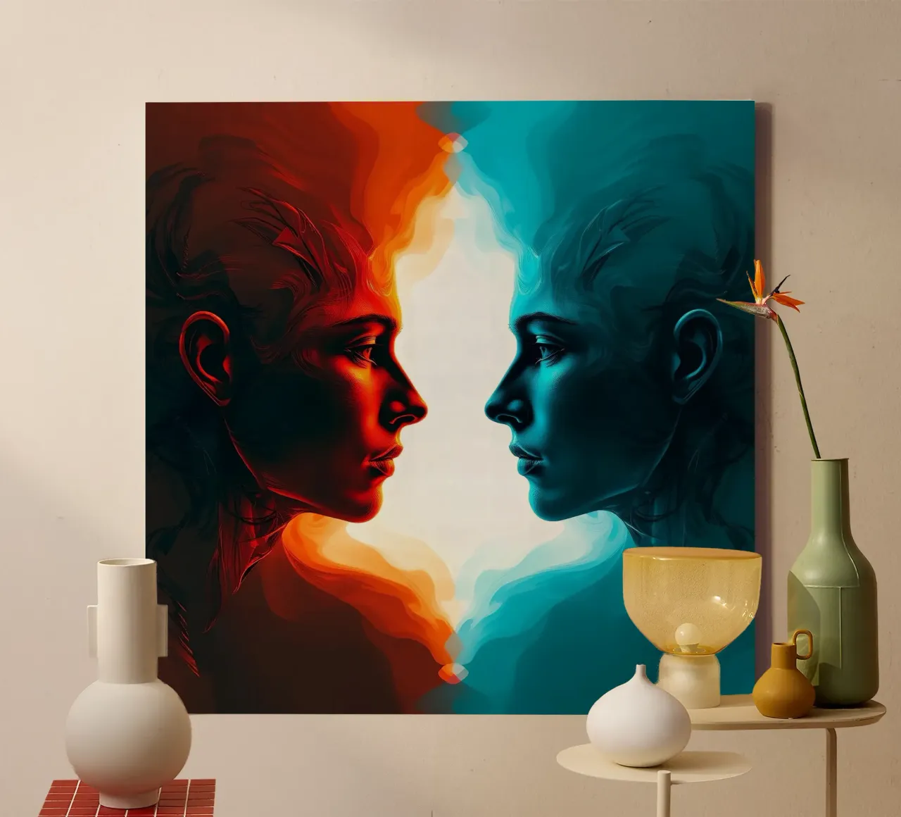Mirror_image_colourful_11 canvas by AI-Portraits by LK
