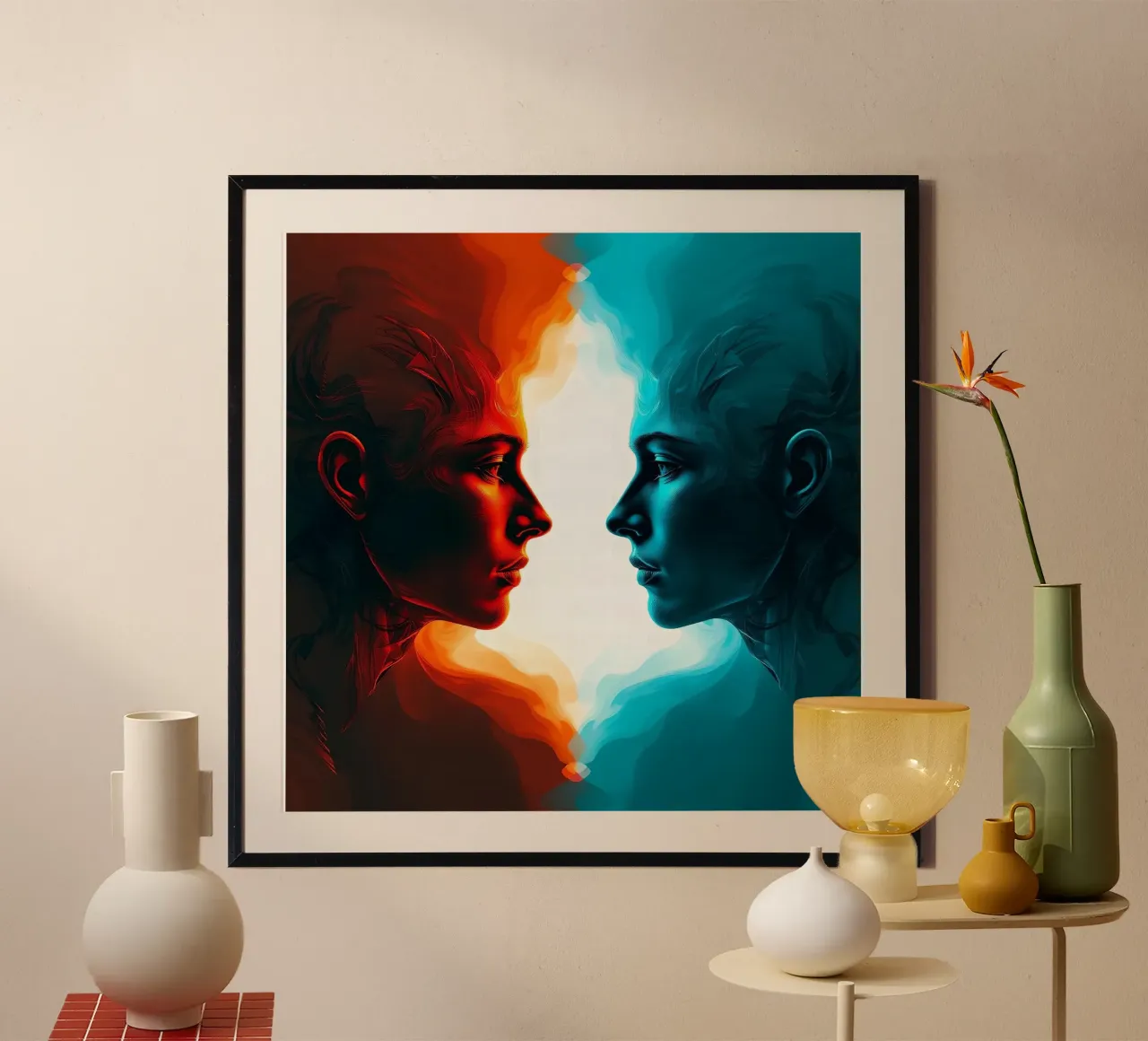 Immagine_specchio_colorata_11 poster con telaio in plastica da AI-Portraits by LK