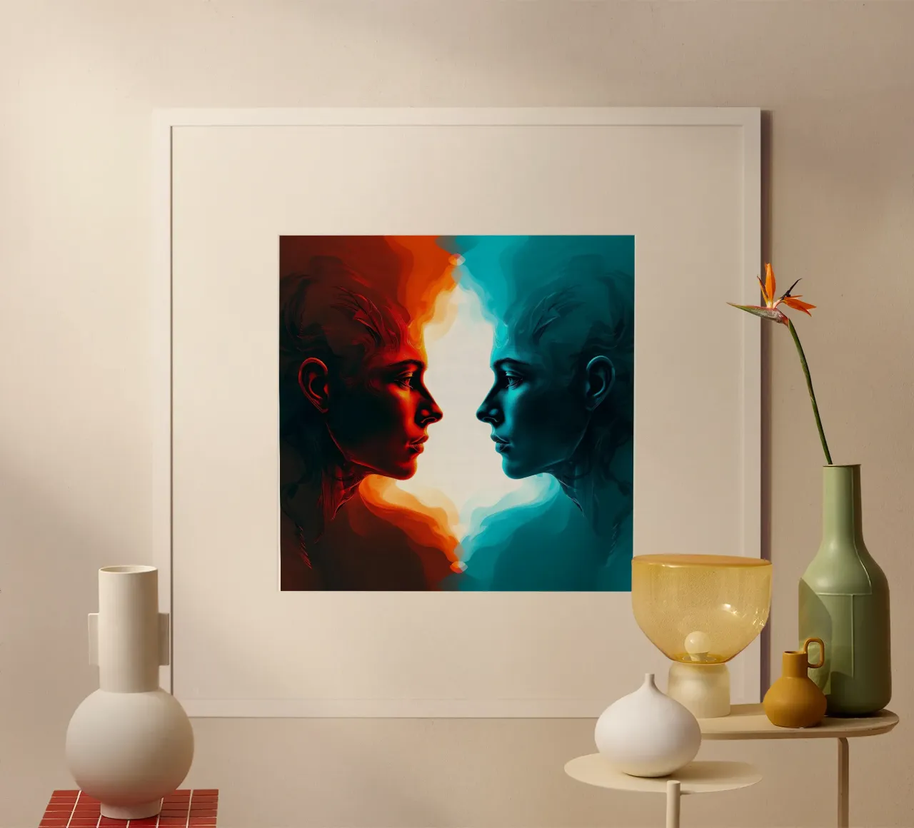 Immagine_specchio_colorata_11 poster con telaio in plastica da AI-Portraits by LK