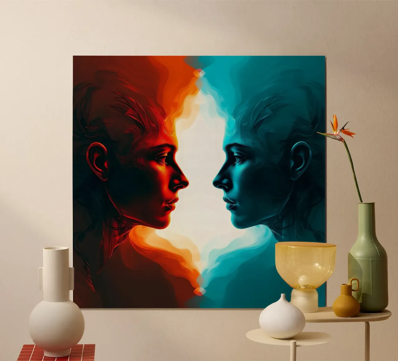 Immagine_specchio_colorata_11 poster con telaio in plastica da AI-Portraits by LK
