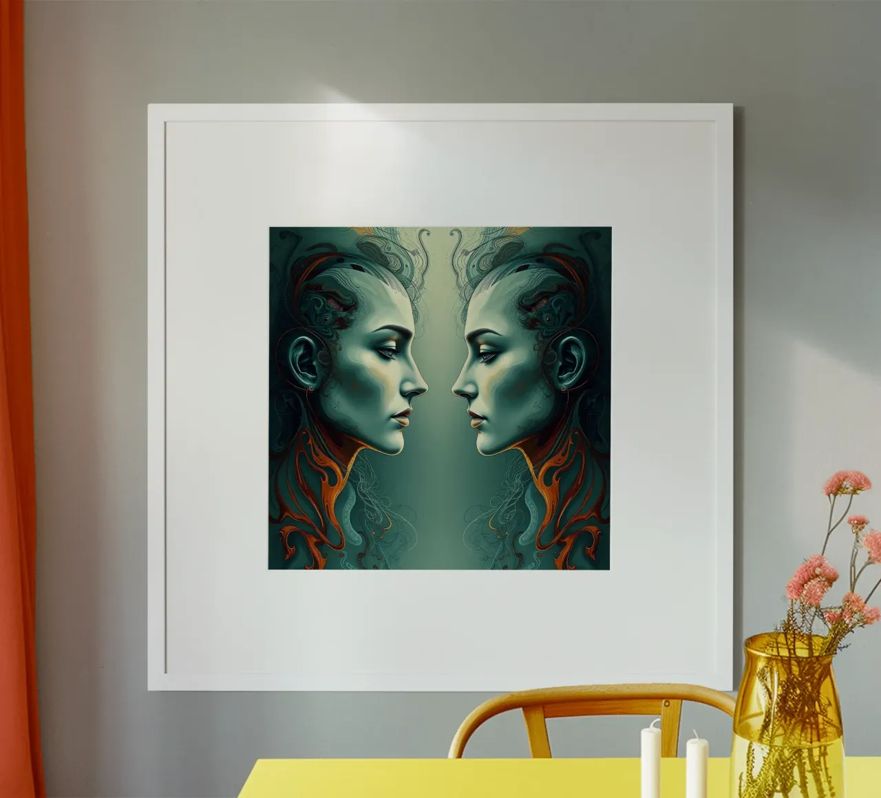 Immagine_specchio_colorata_12 poster con telaio in plastica da AI-Portraits by LK