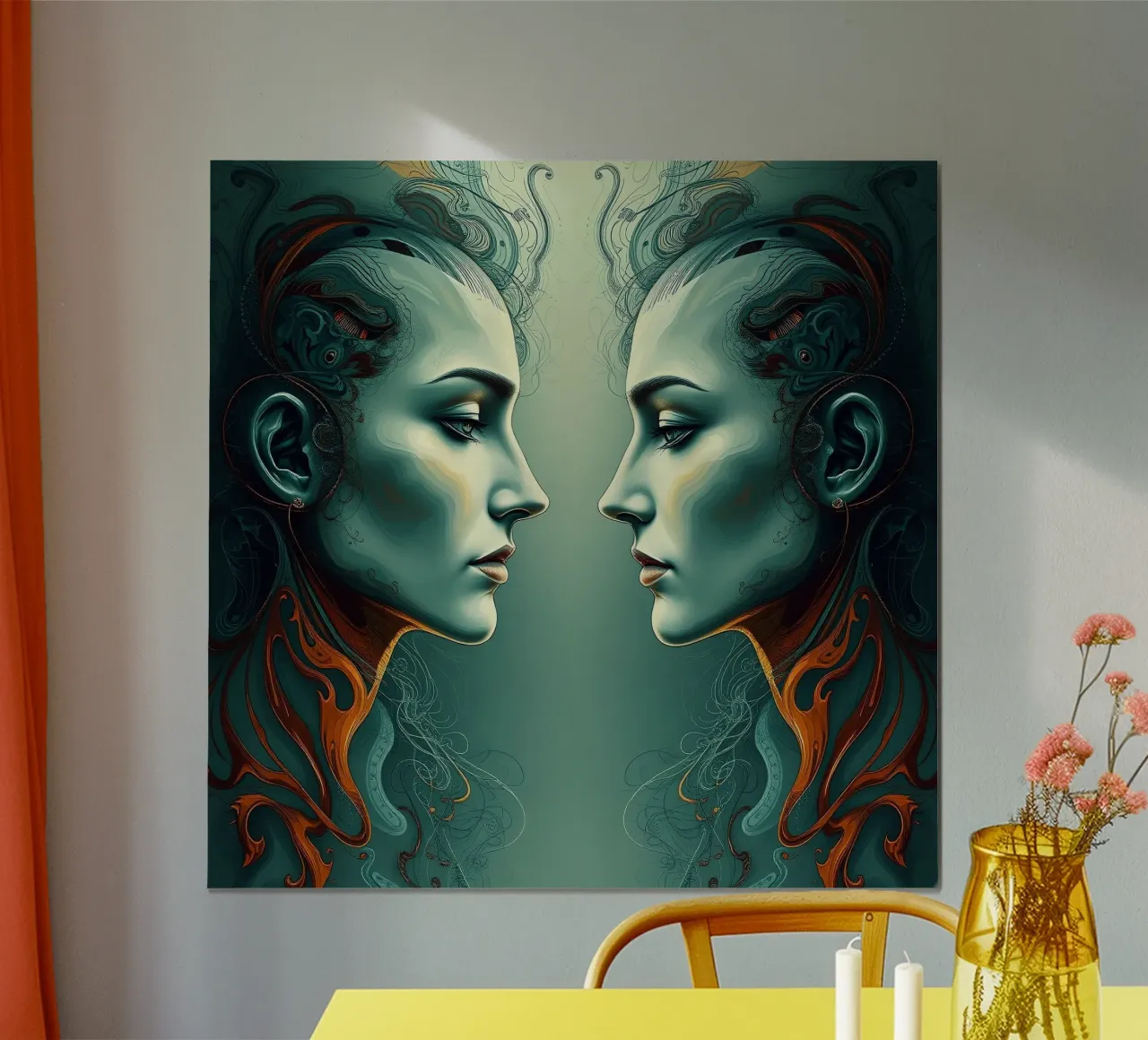 Immagine_specchio_colorata_12 poster con telaio in plastica da AI-Portraits by LK