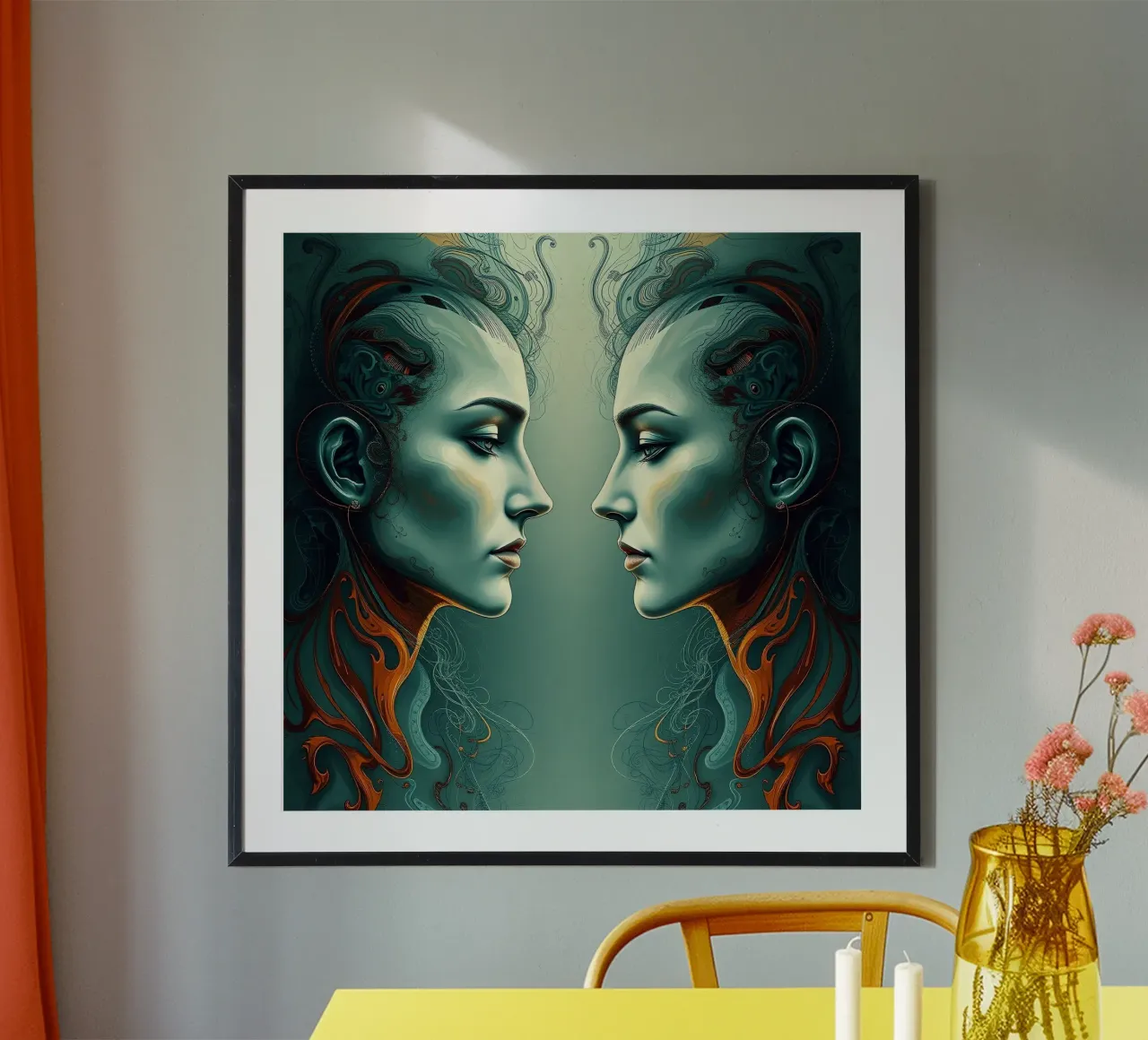 Immagine_specchio_colorata_12 poster con telaio in plastica da AI-Portraits by LK