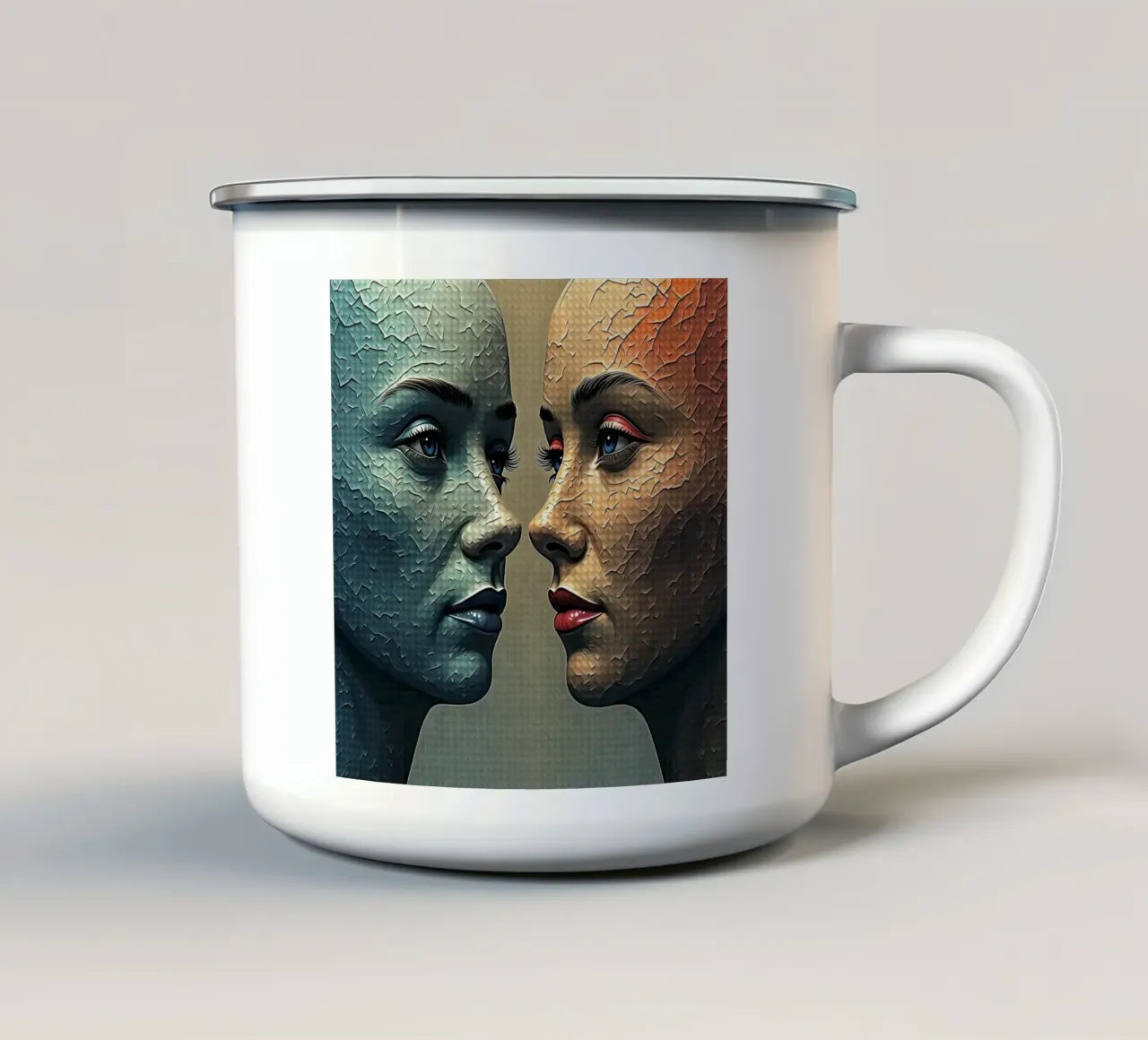 Immagine_specchio_colorata_14 tazza in smalto da AI-Portraits by LK
