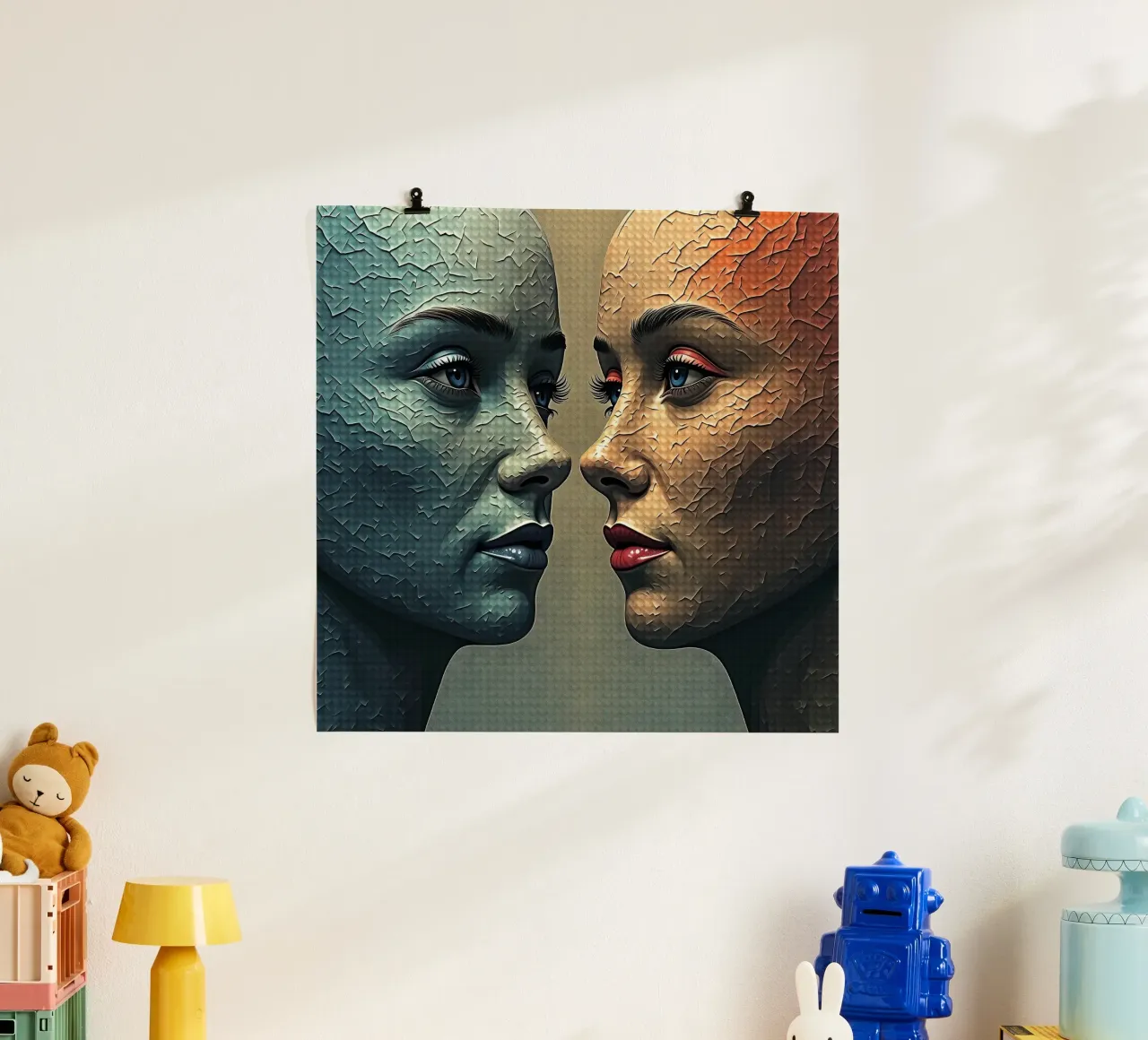 Immagine_specchio_colorata_14 poster con telaio in plastica da AI-Portraits by LK
