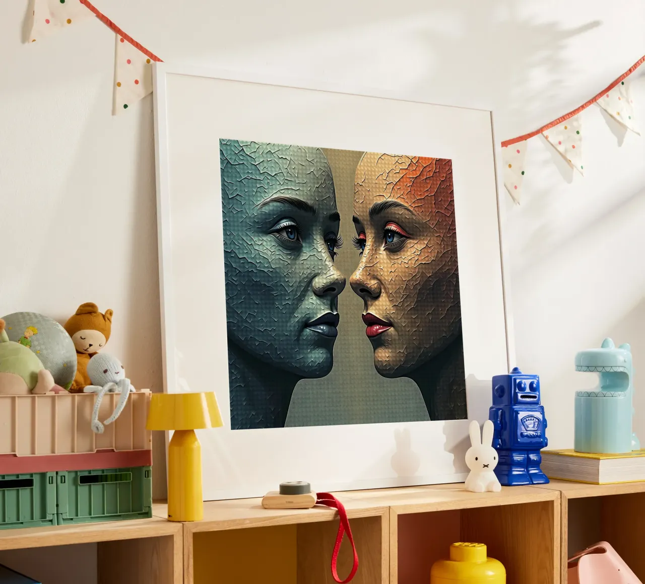 Immagine_specchio_colorata_14 poster con telaio in plastica da AI-Portraits by LK