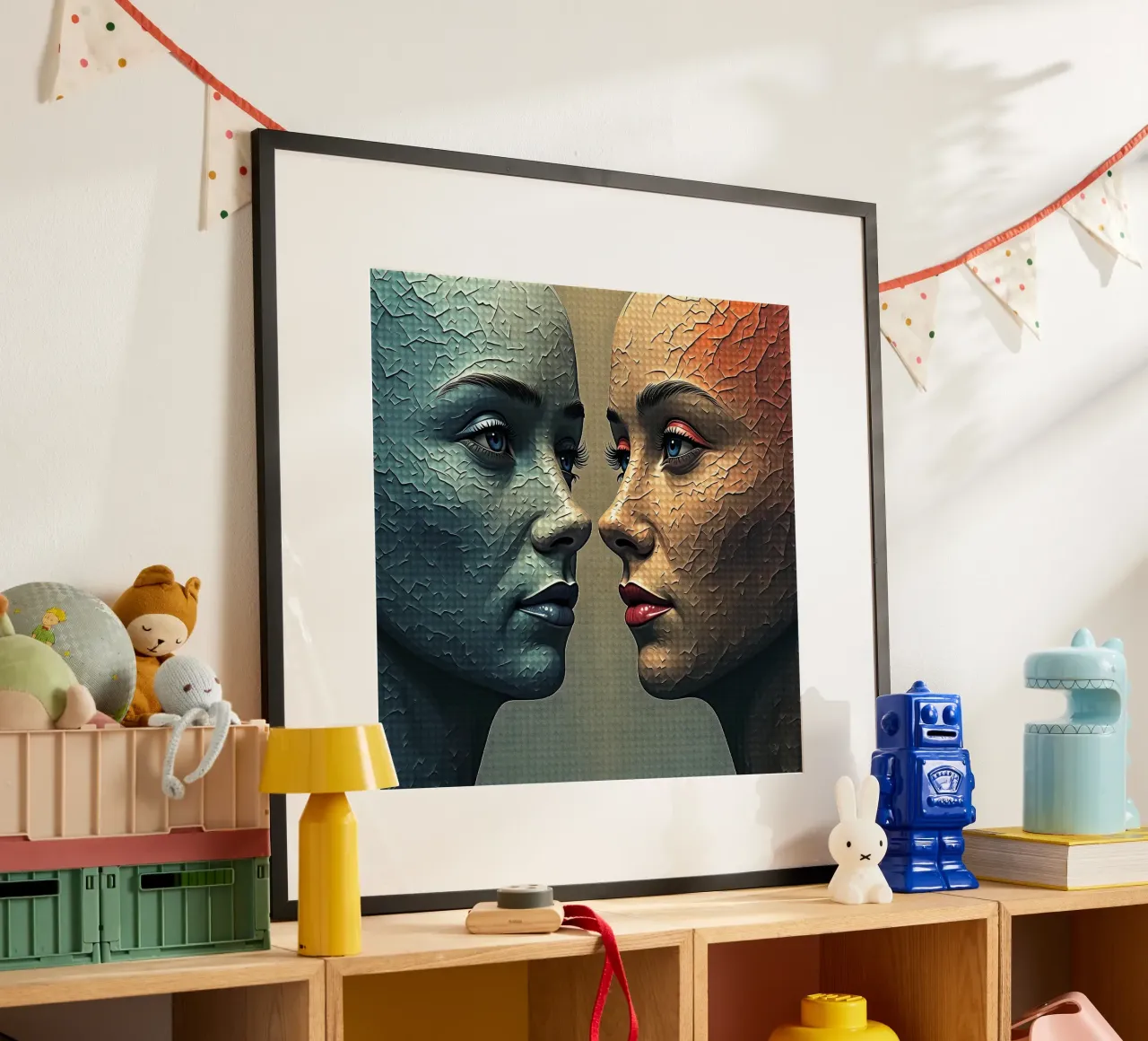 Immagine_specchio_colorata_14 poster con telaio in plastica da AI-Portraits by LK