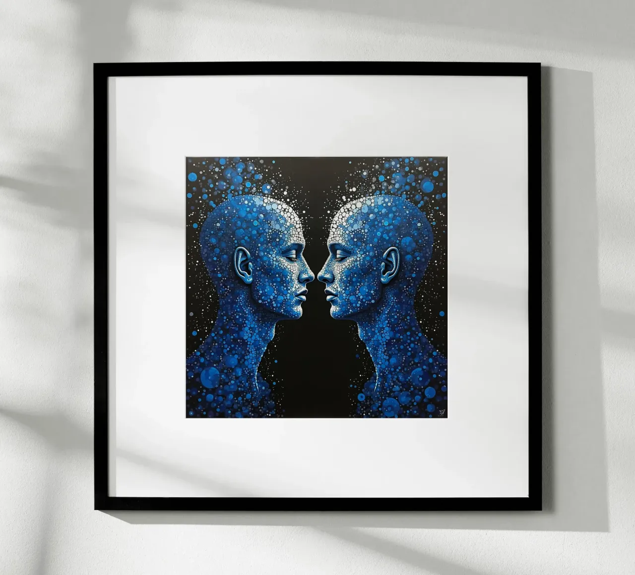 Immagine_specchio_blu_1 poster con telaio in legno da AI-Portraits by LK
