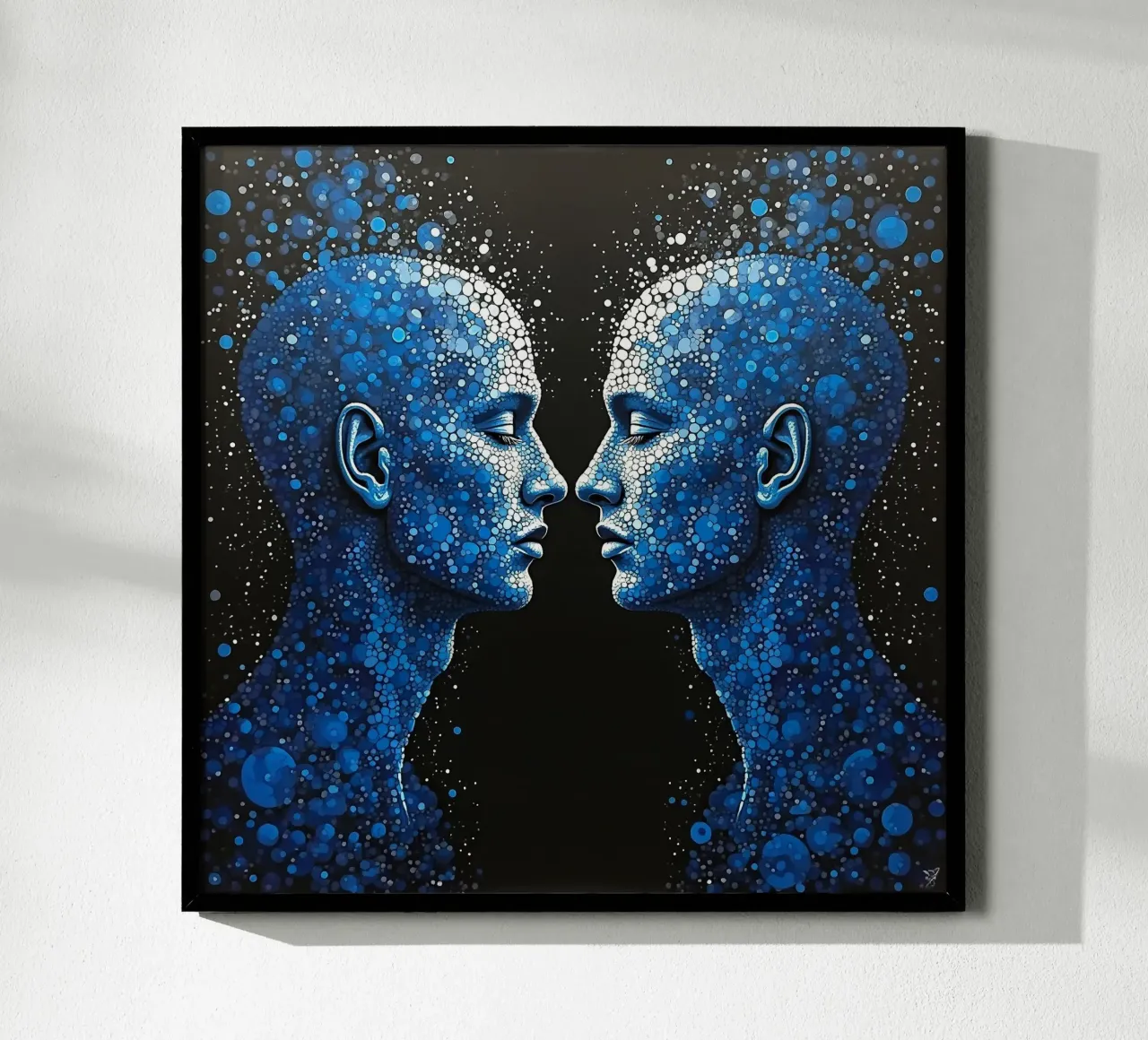 Immagine_specchio_blu_1 poster con telaio in legno da AI-Portraits by LK