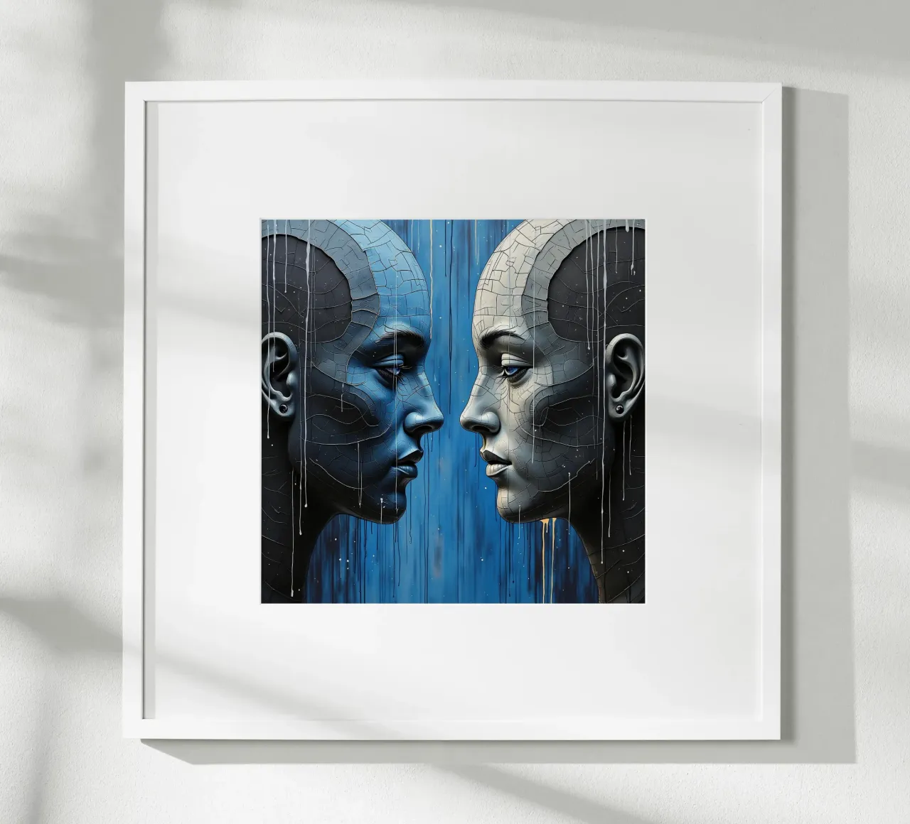 Immagine_specchio_blu_3 poster con telaio in legno da AI-Portraits by LK