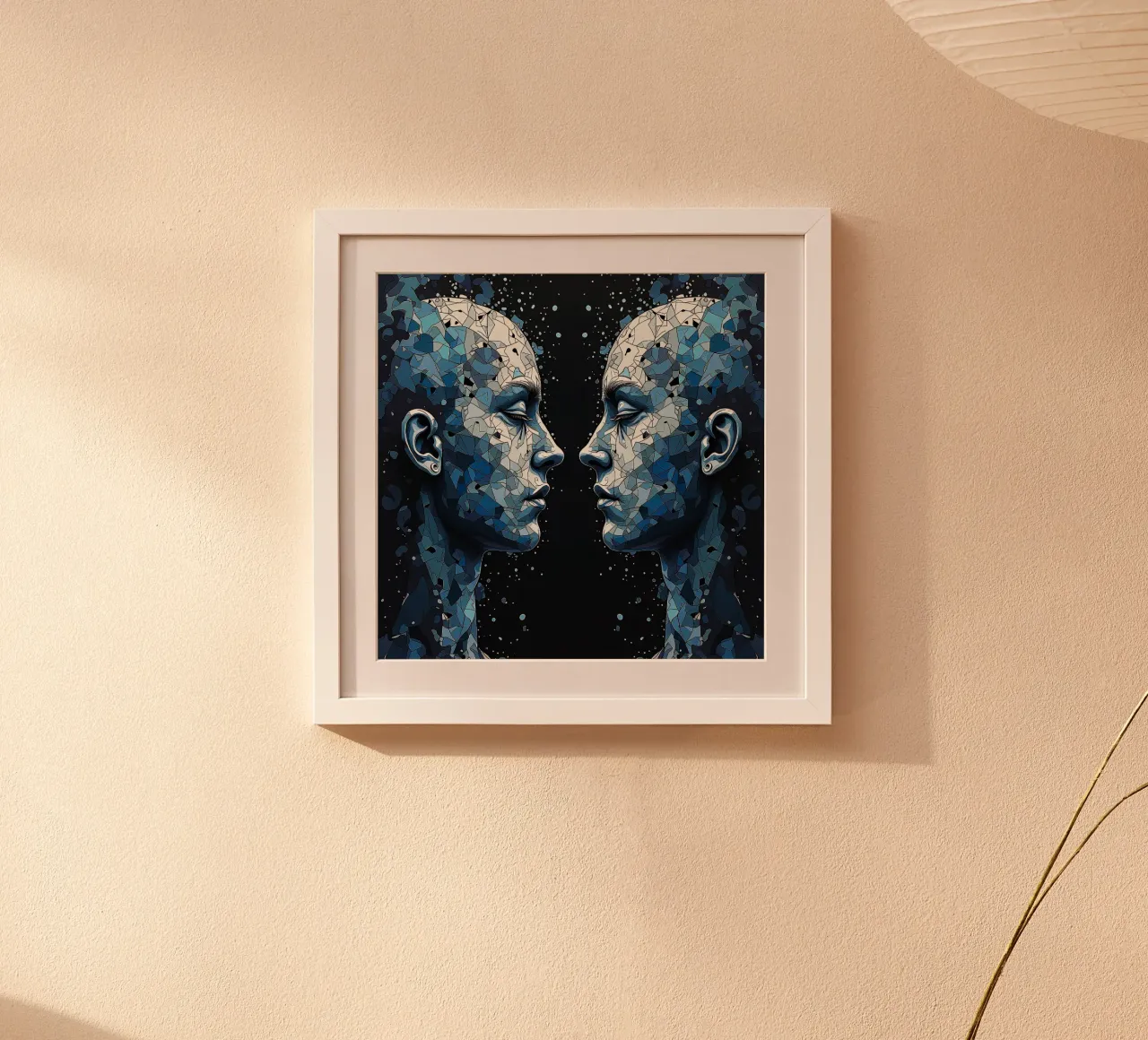 Immagine_specchio_blu_5 poster con telaio in alluminio da AI-Portraits by LK