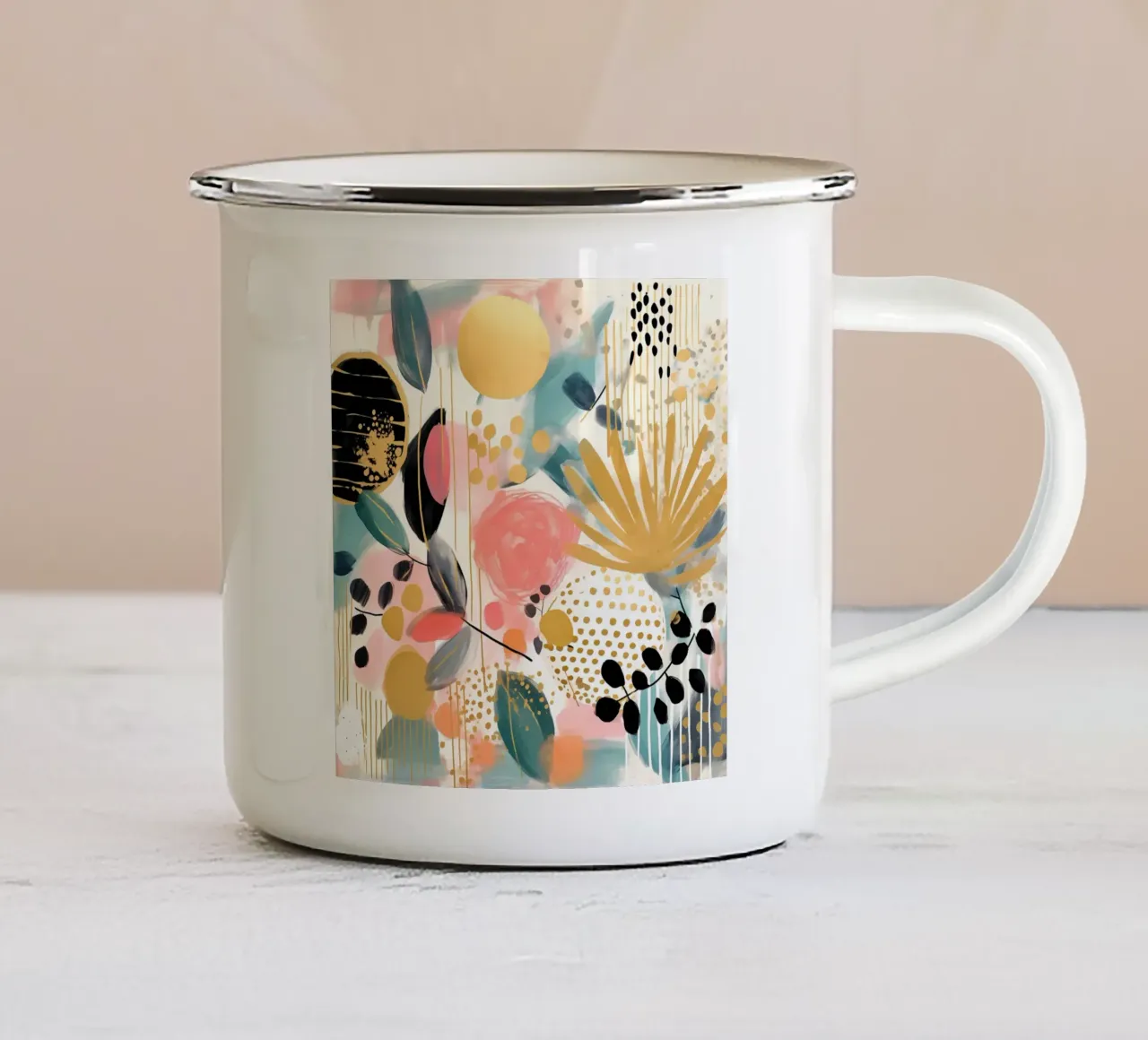 Boho Abstract 1 tazza in smalto da Yaso Design Boho & Botanic