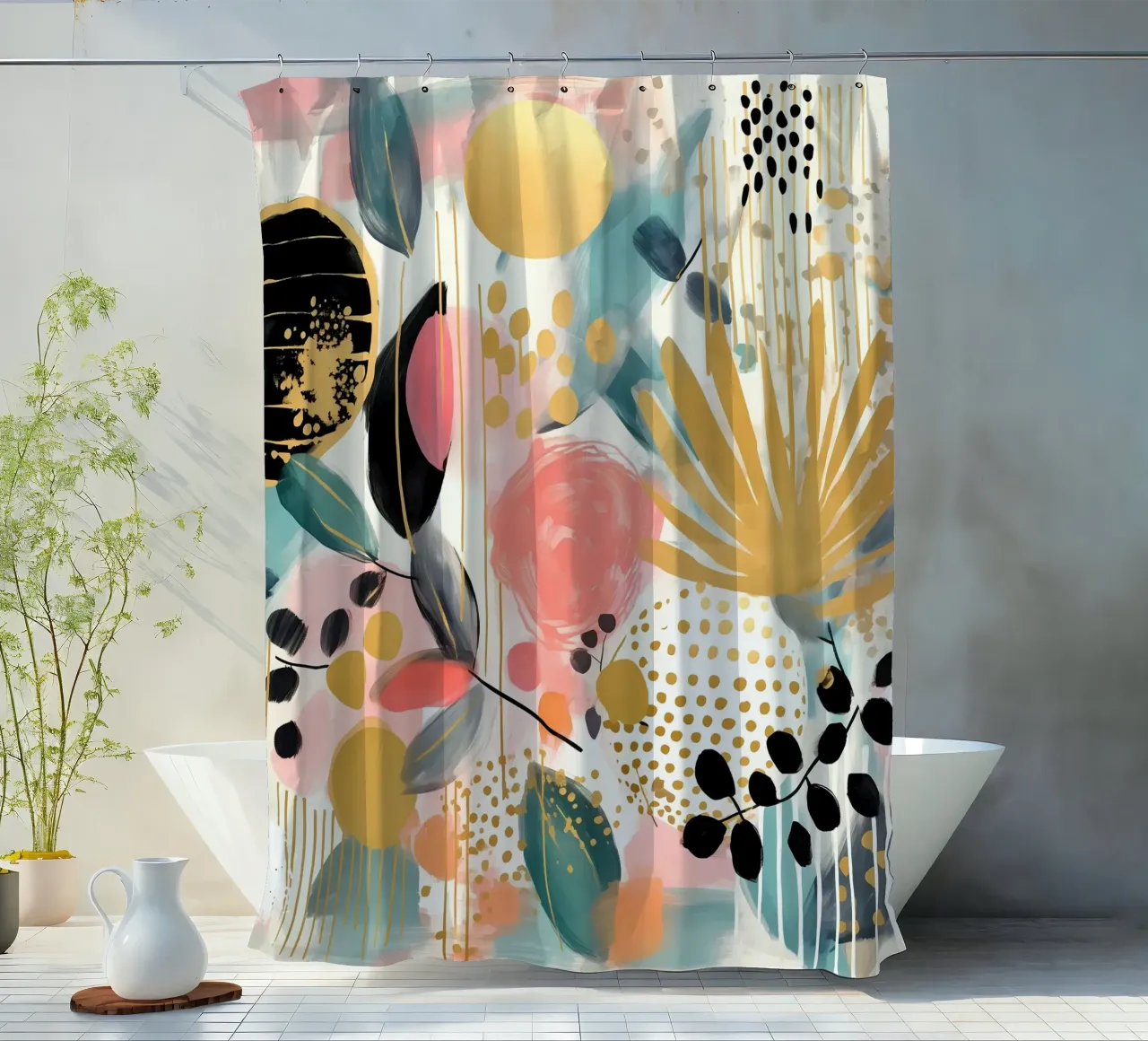 Boho Abstract 1 tenda da doccia da Yaso Design Boho & Botanic