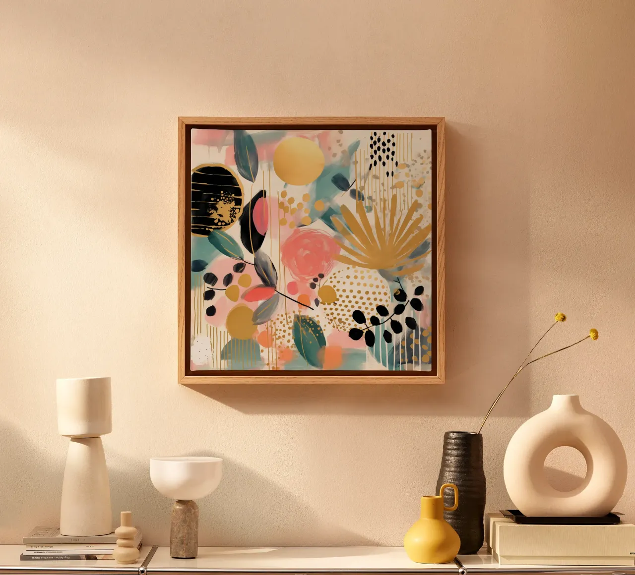 Boho Abstract 1 tela con Cornice a cassetta da Yaso Design Boho & Botanic