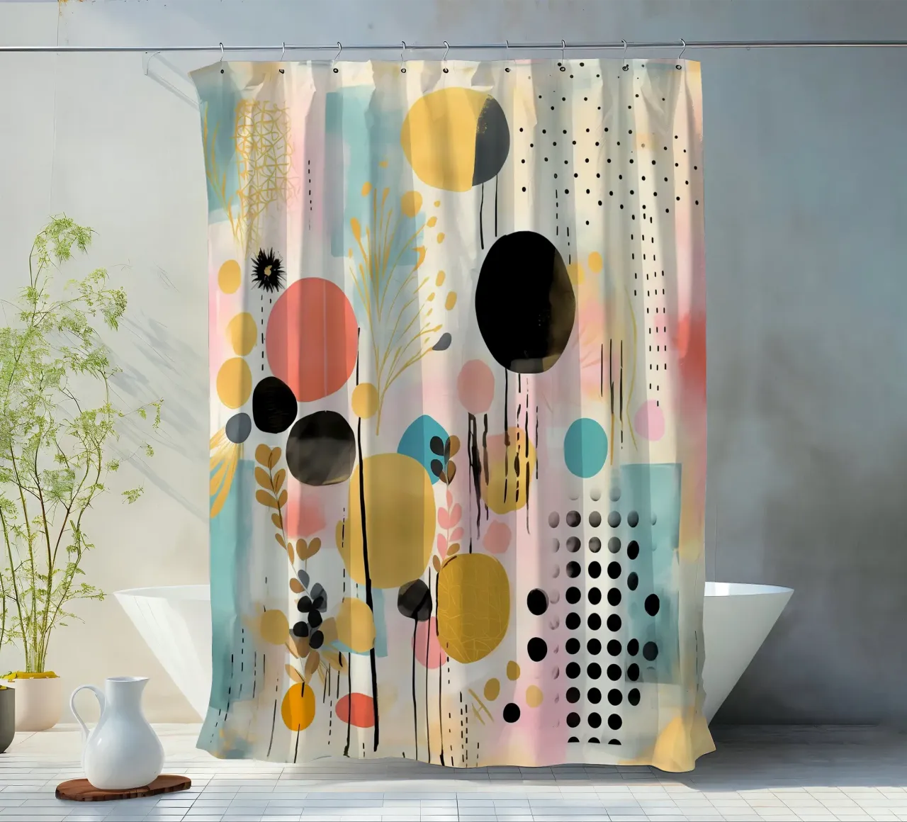Boho Abstract 3 tenda da doccia da Yaso Design Boho & Botanic