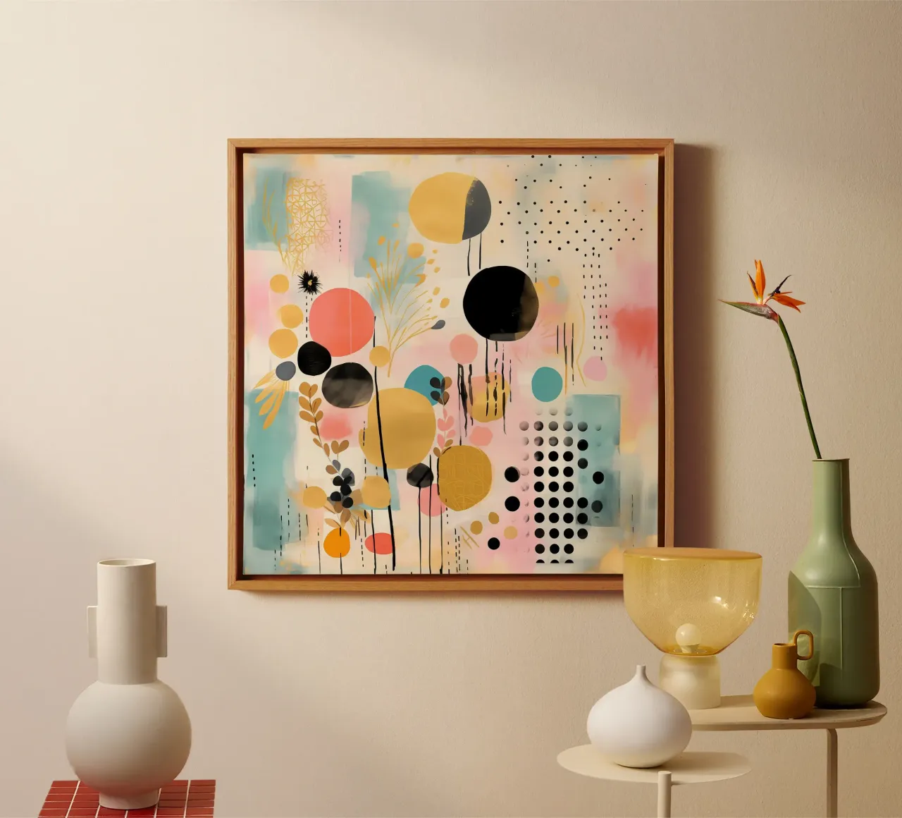 Boho Abstract 3 tela con Cornice a cassetta da Yaso Design Boho & Botanic
