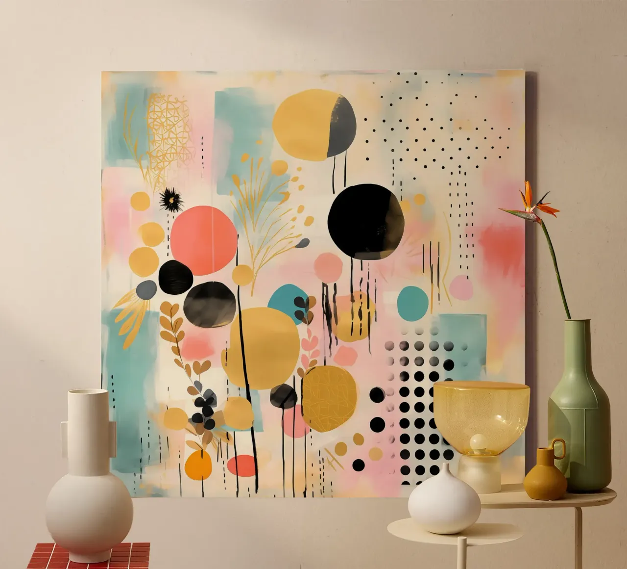 Boho Abstract 3 tela con Cornice a cassetta da Yaso Design Boho & Botanic