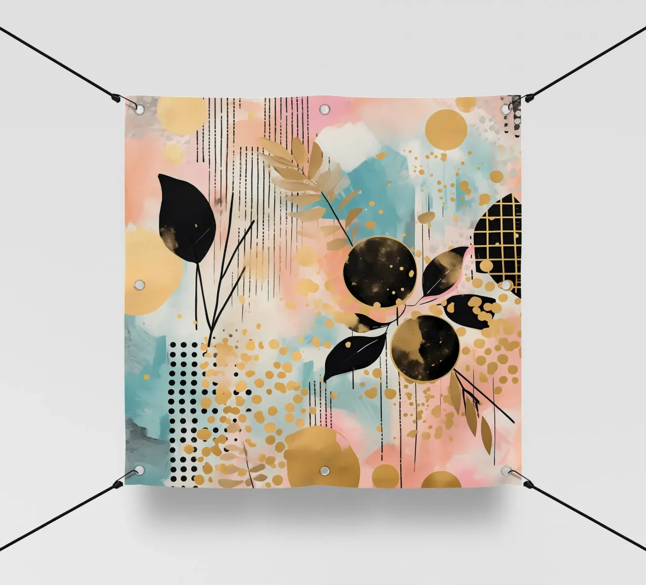 Boho Abstract 4 telo in pvc da Yaso Design Boho & Botanic