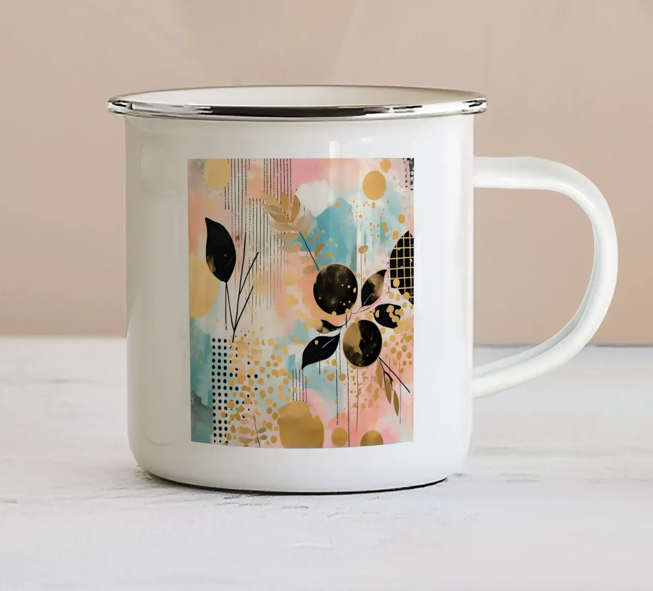 Boho Abstract 4 enamel mug by Yaso Design Boho & Botanic