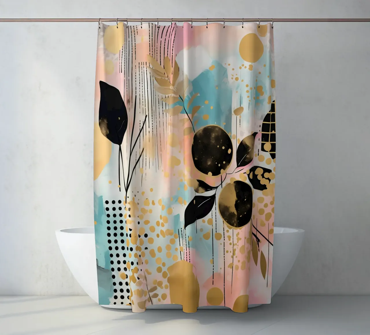 Boho Abstract 4 tenda da doccia da Yaso Design Boho & Botanic