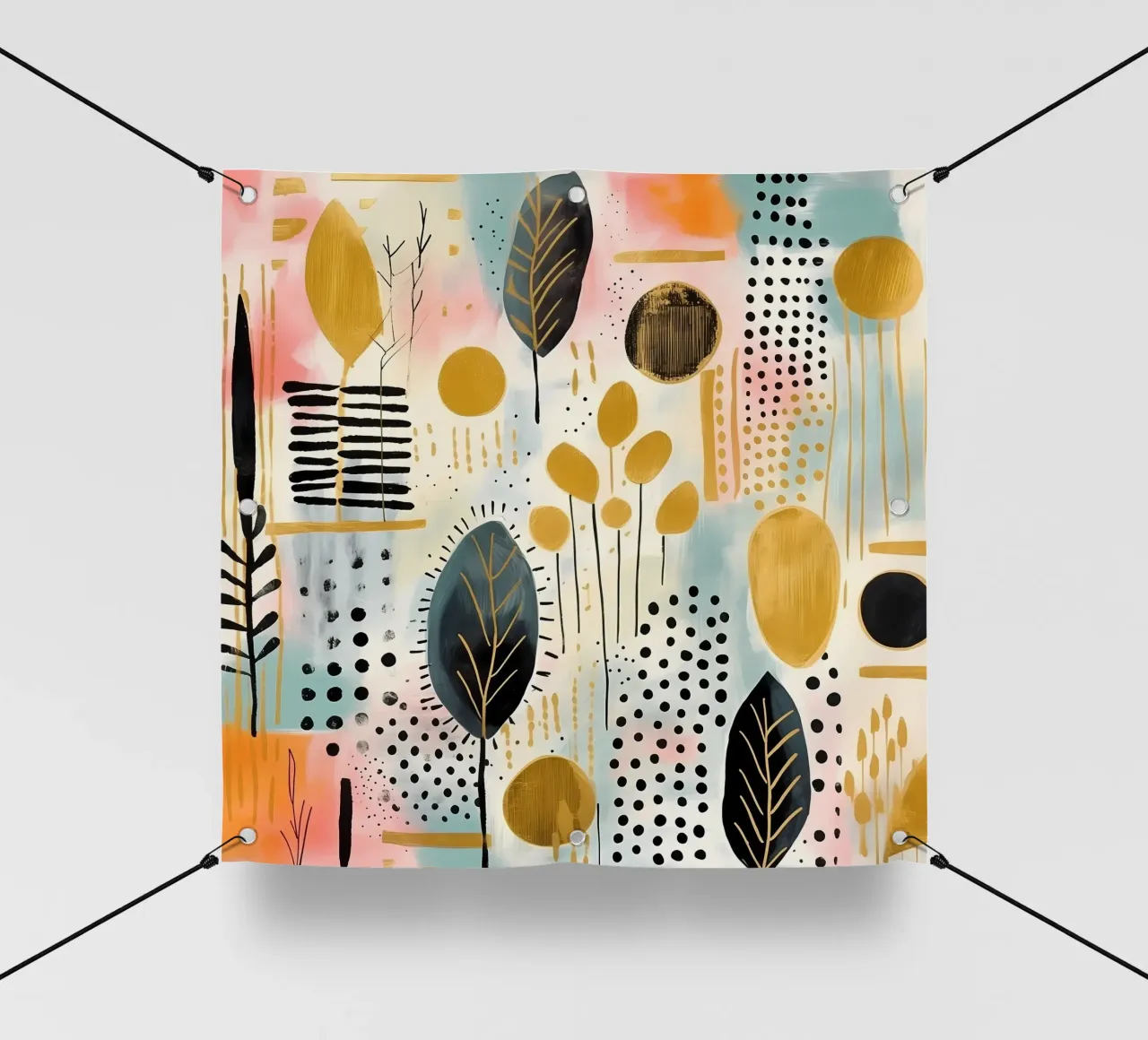 Boho Abstract 5 telo in pvc da Yaso Design Boho & Botanic