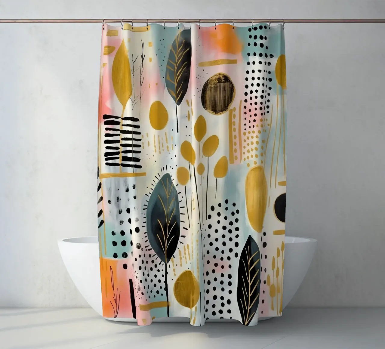 Boho Abstract 5 tenda da doccia da Yaso Design Boho & Botanic