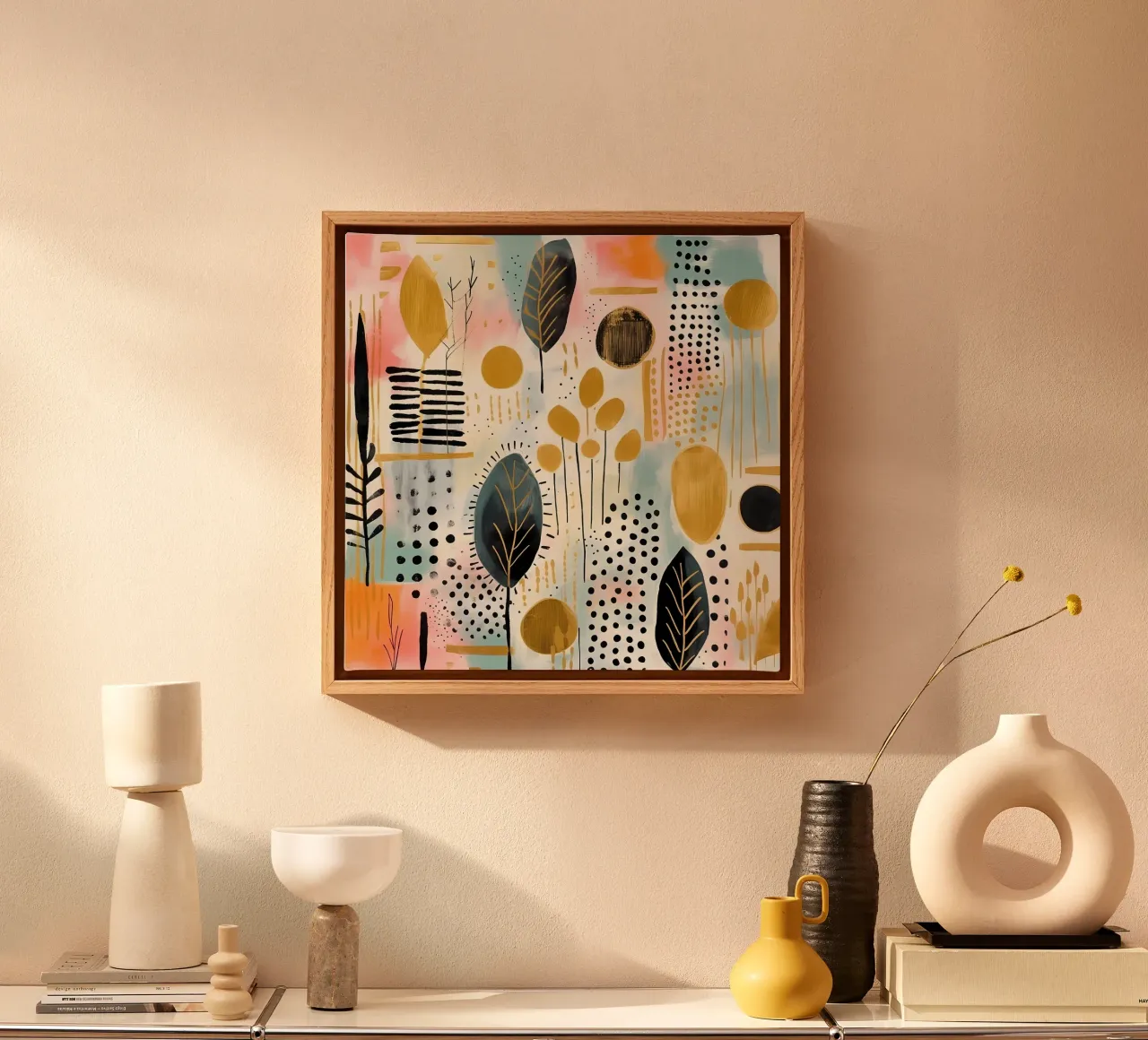 Boho Abstract 5 tela con Cornice a cassetta da Yaso Design Boho & Botanic