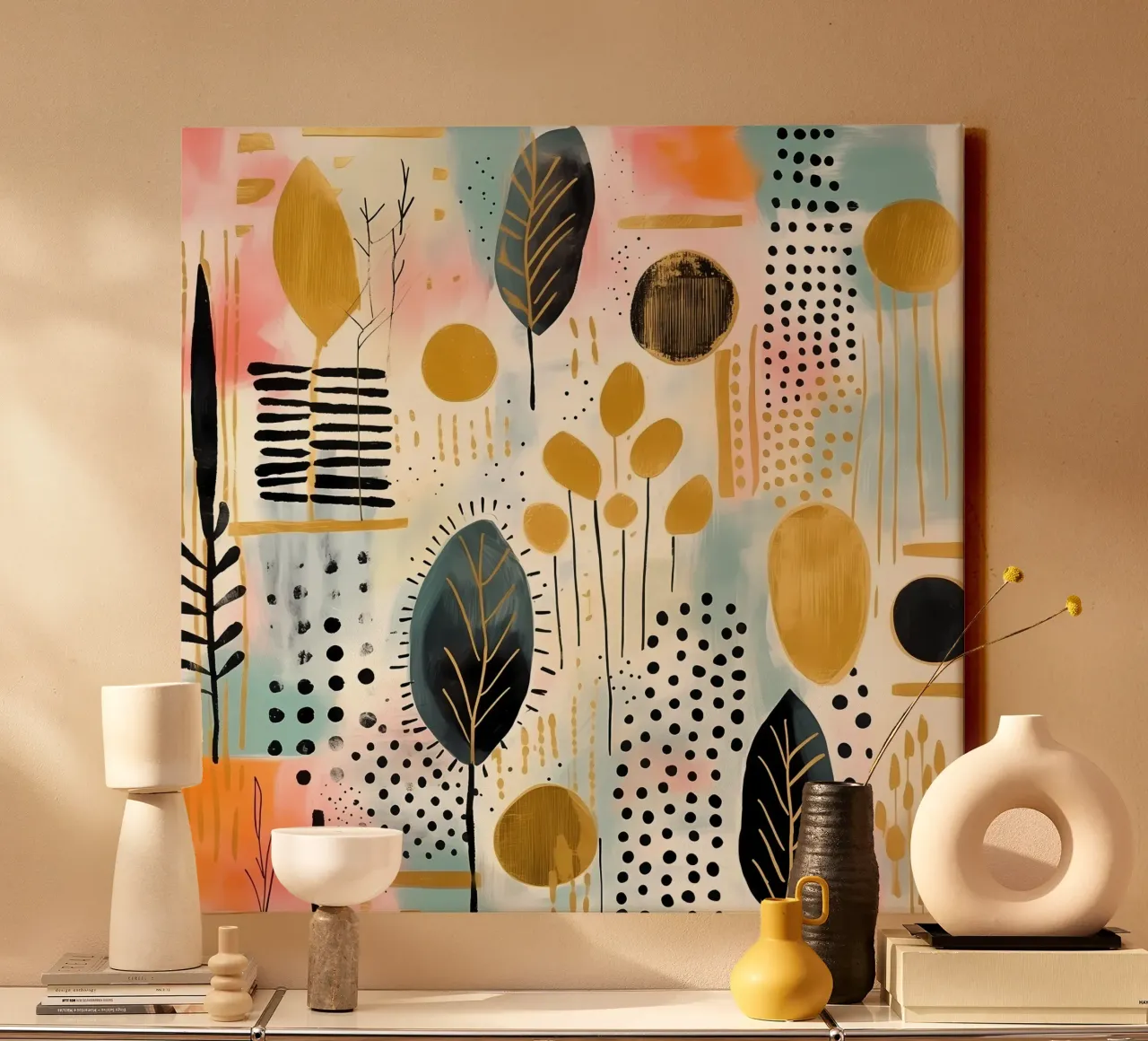 Boho Abstract 5 tela con Cornice a cassetta da Yaso Design Boho & Botanic