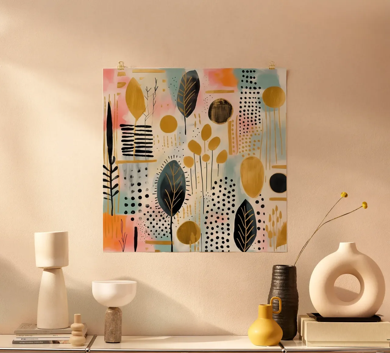 Boho Abstract 5 poster con telaio in legno da Yaso Design Boho & Botanic