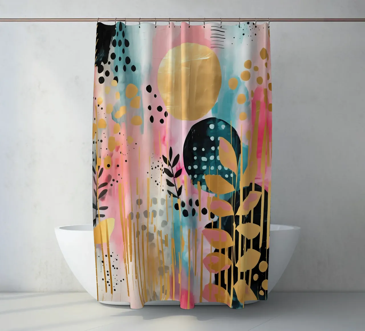 Boho Abstract 6 tenda da doccia da Yaso Design Boho & Botanic