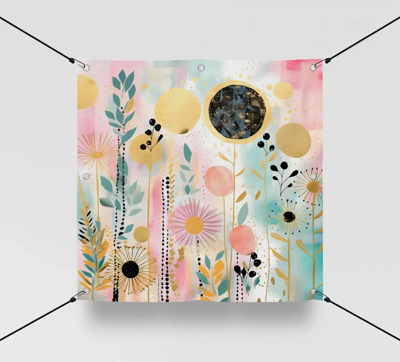 Boho Abstract 7 telo in pvc da Yaso Design Boho & Botanic