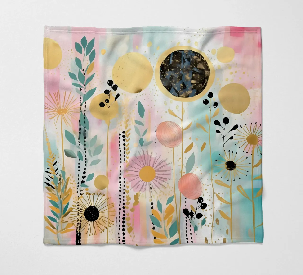 Boho Abstract 7 fleece blanket by Yaso Design Boho & Botanic