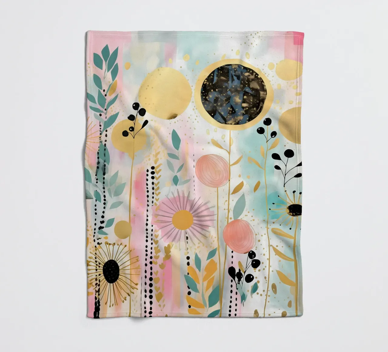 Boho Abstract 7 fleece blanket by Yaso Design Boho & Botanic