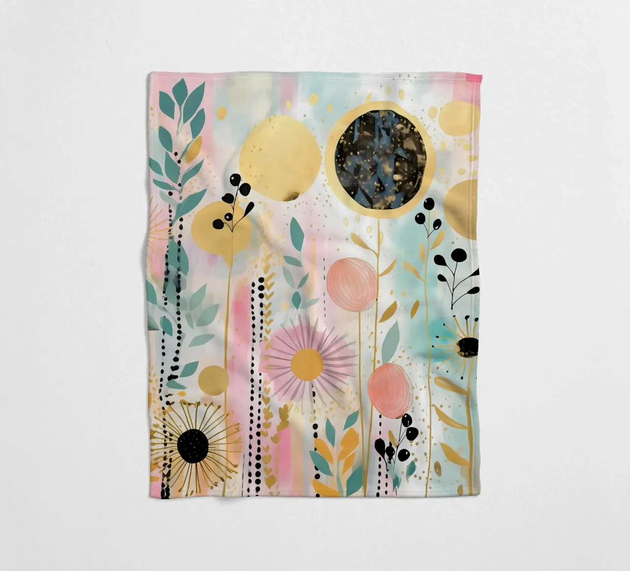 Boho Abstract 7 fleece blanket by Yaso Design Boho & Botanic