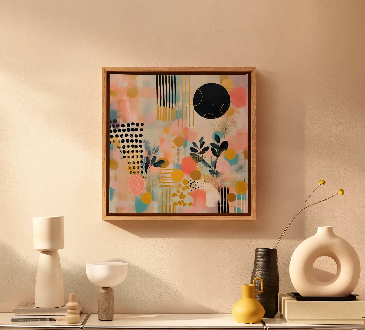 Boho Abstract 8 tela con Cornice a cassetta da Yaso Design Boho & Botanic