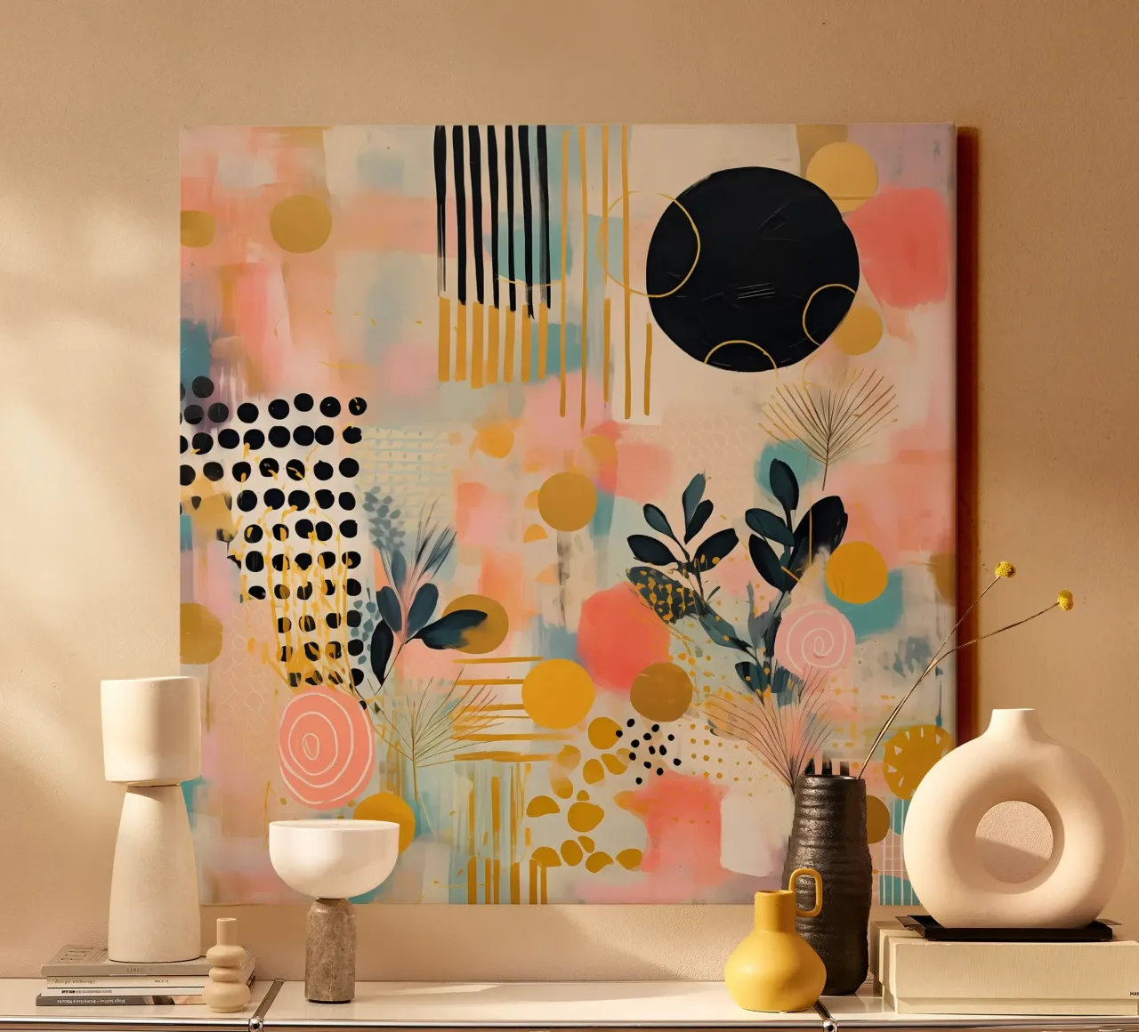 Boho Abstract 8 tela con Cornice a cassetta da Yaso Design Boho & Botanic