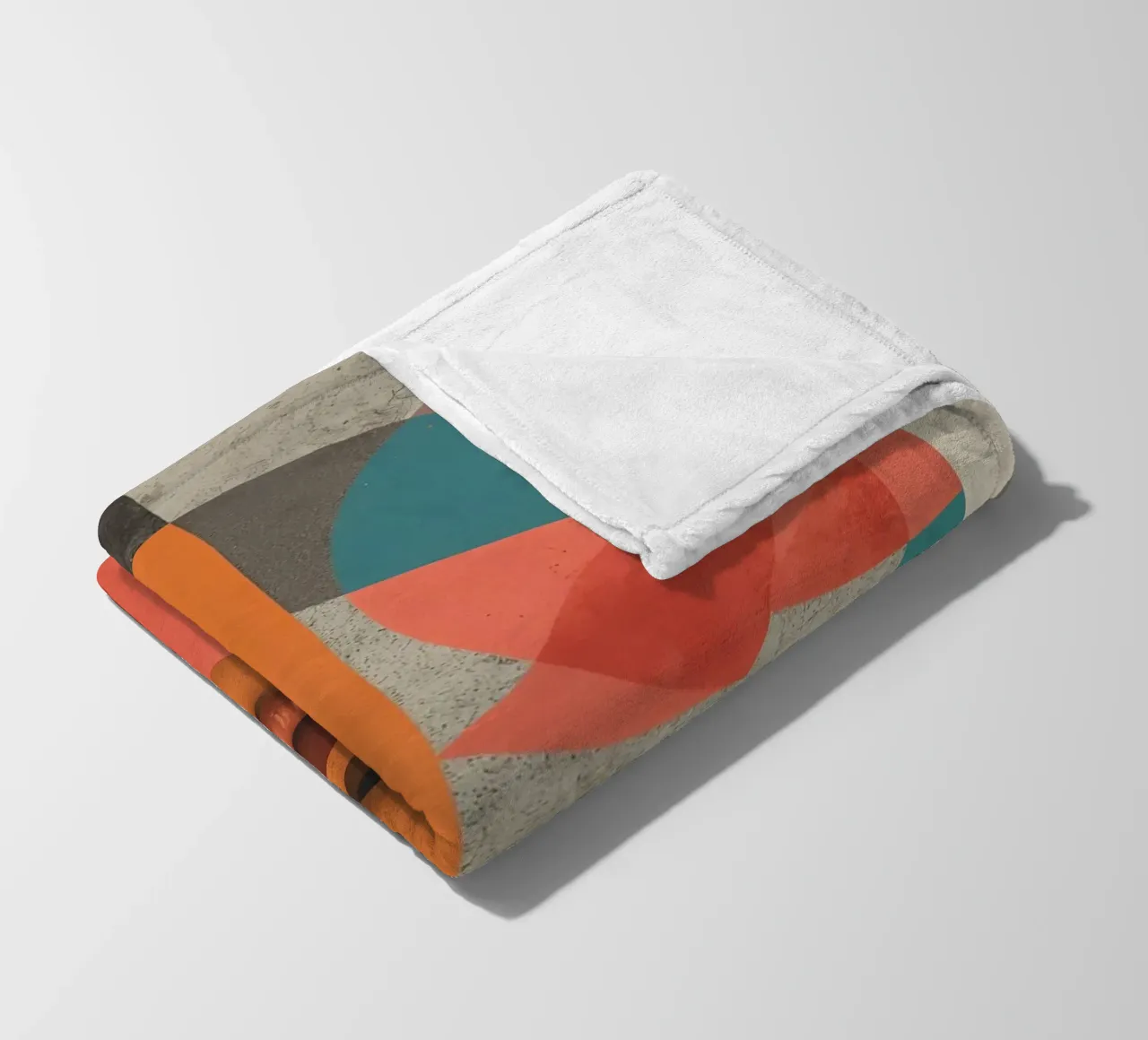 Portrait Split Between Realistic Face and Geometric Shapes fleece blanket by DesignDoodle