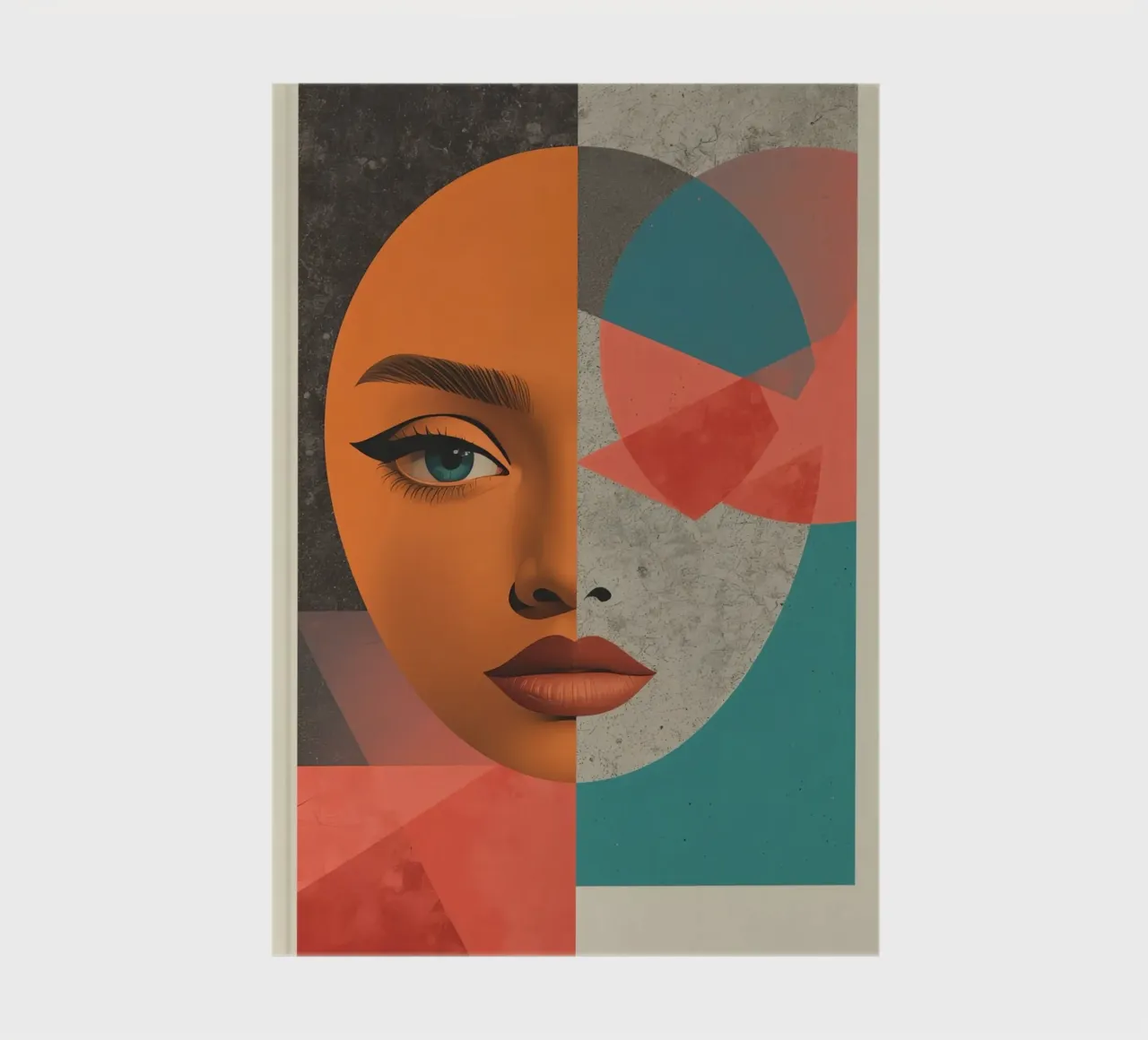 Portrait Split Between Realistic Face and Geometric Shapes notebook by DesignDoodle