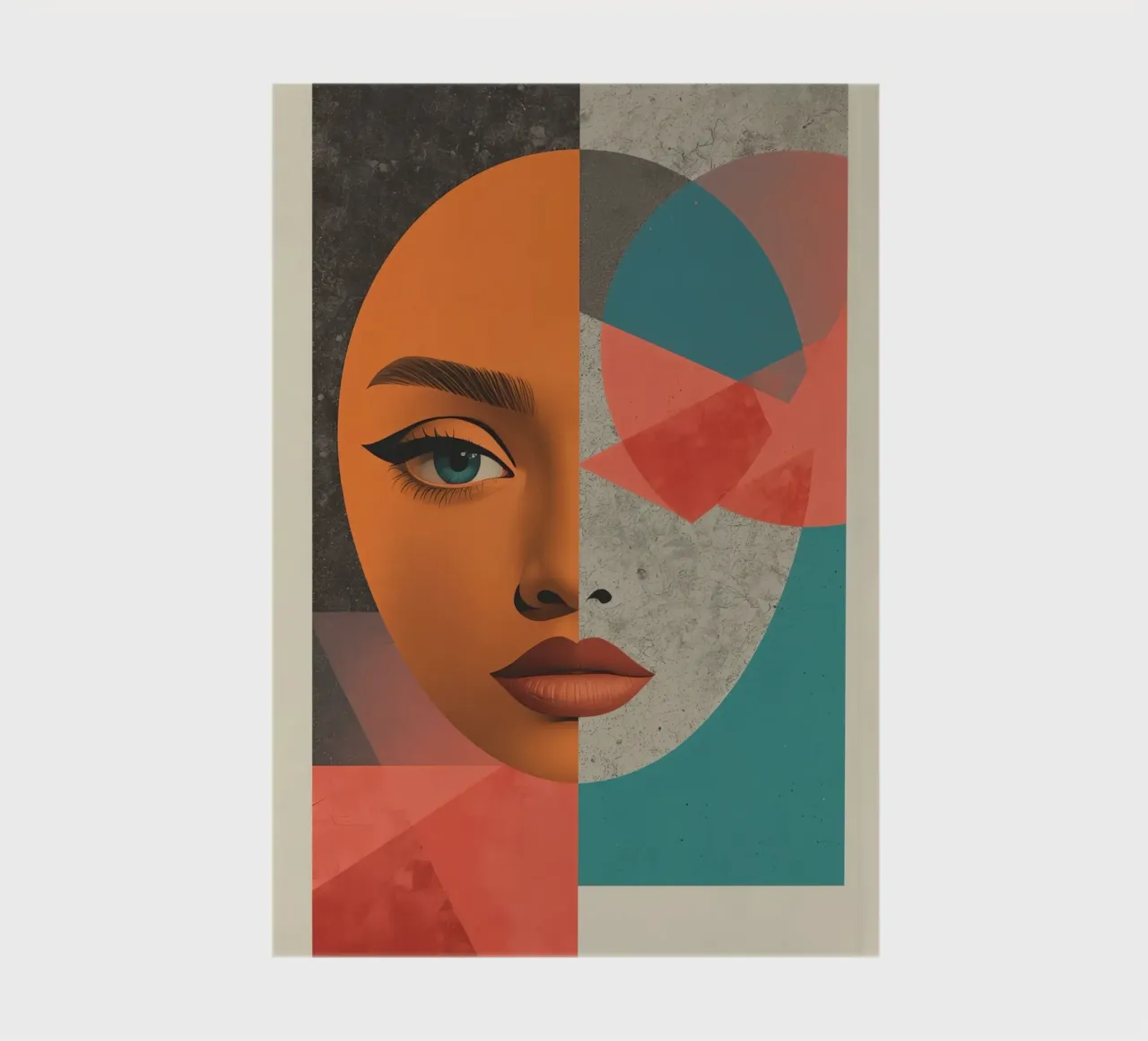 Portrait Split Between Realistic Face and Geometric Shapes notebook by DesignDoodle