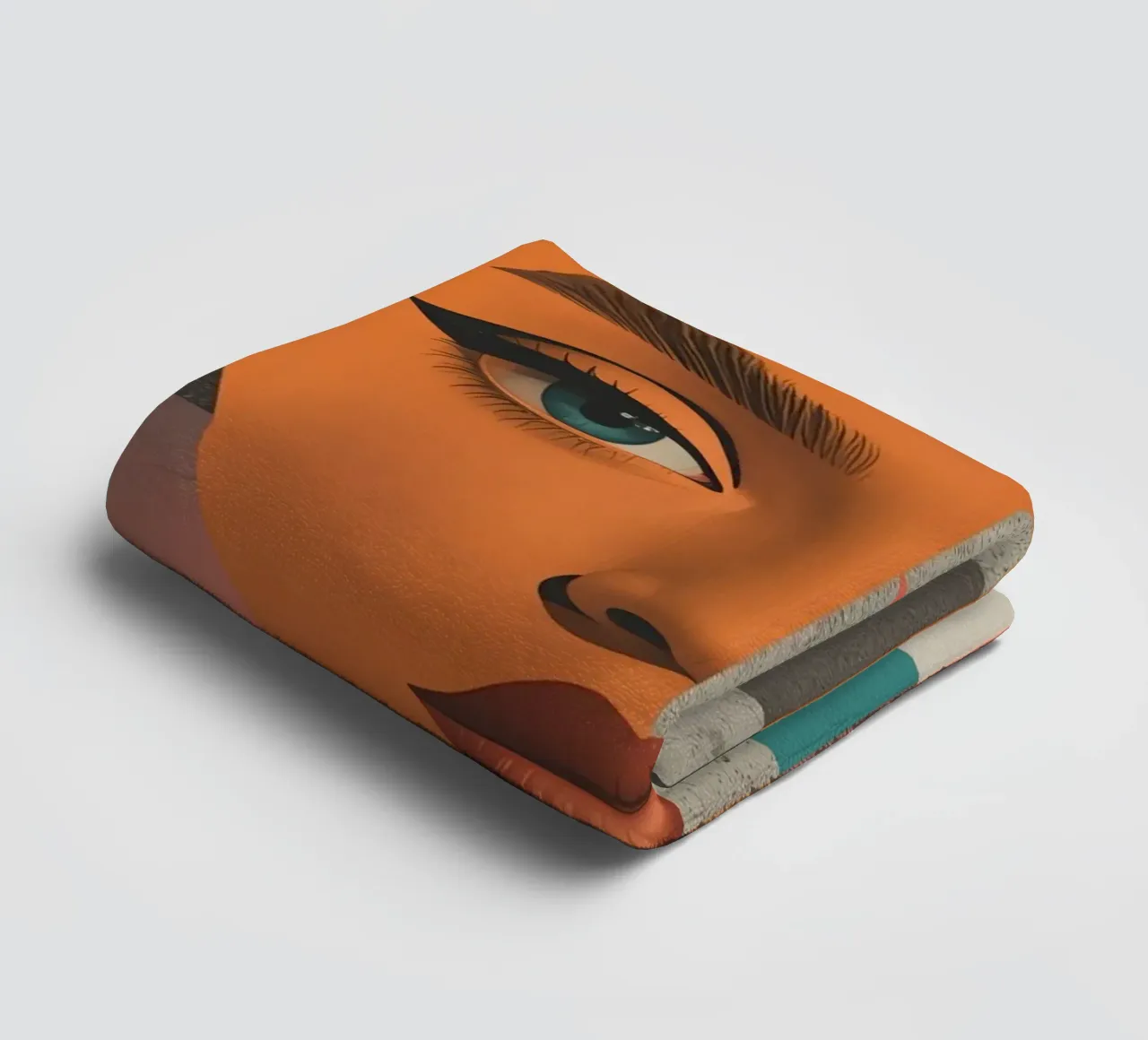 Portrait Split Between Realistic Face and Geometric Shapes towel by DesignDoodle