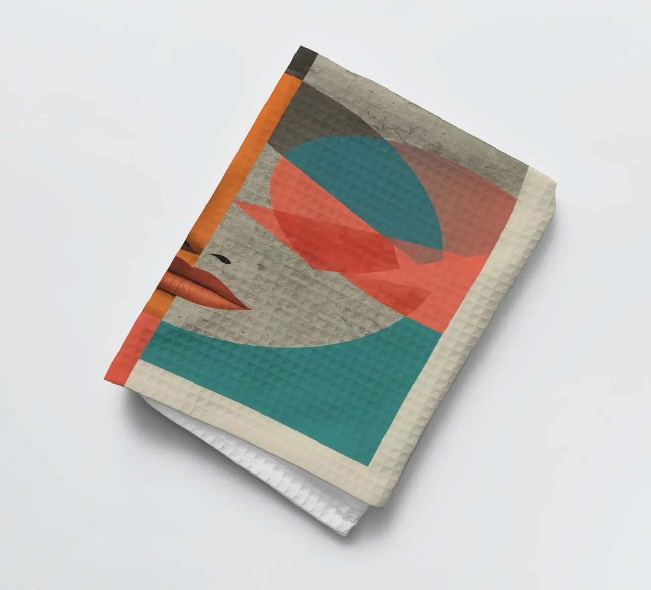Ritratto diviso tra volto realistico e forme geometriche canovaccio da cucina da DesignDoodle